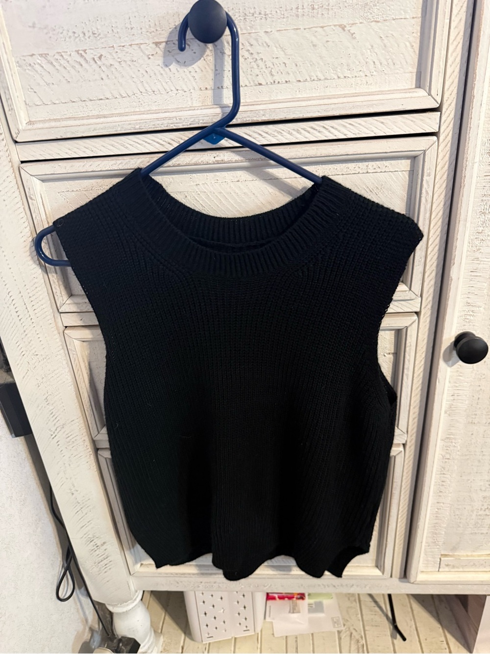Black Sleeveless Knit Turtleneck Sweater Vest